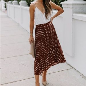 Tea Variety Polka Dot Pleated Midi Skirt - Small